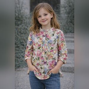 Honigman Kids Floral Blouse | Size 8 | Lightweight & Soft